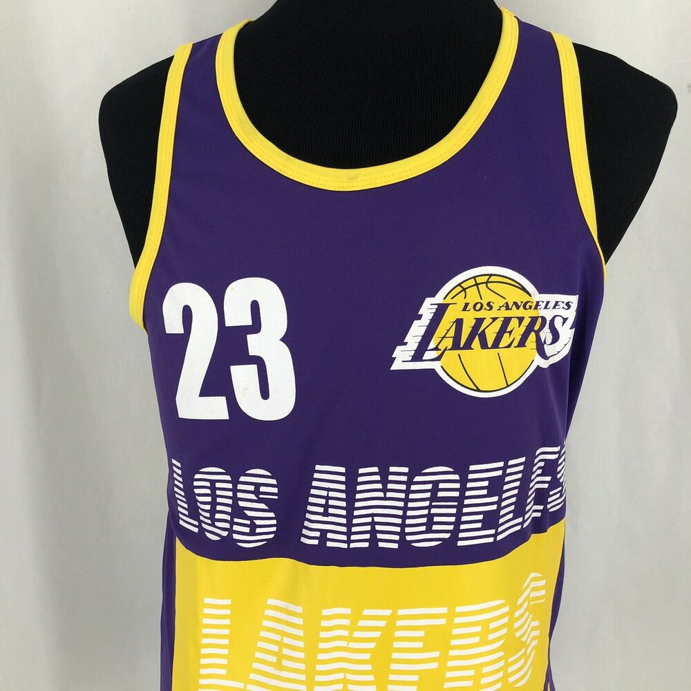 NBA Los Angeles Lakers Purple Gold Tank Top Lebron James #23 Jersey Small